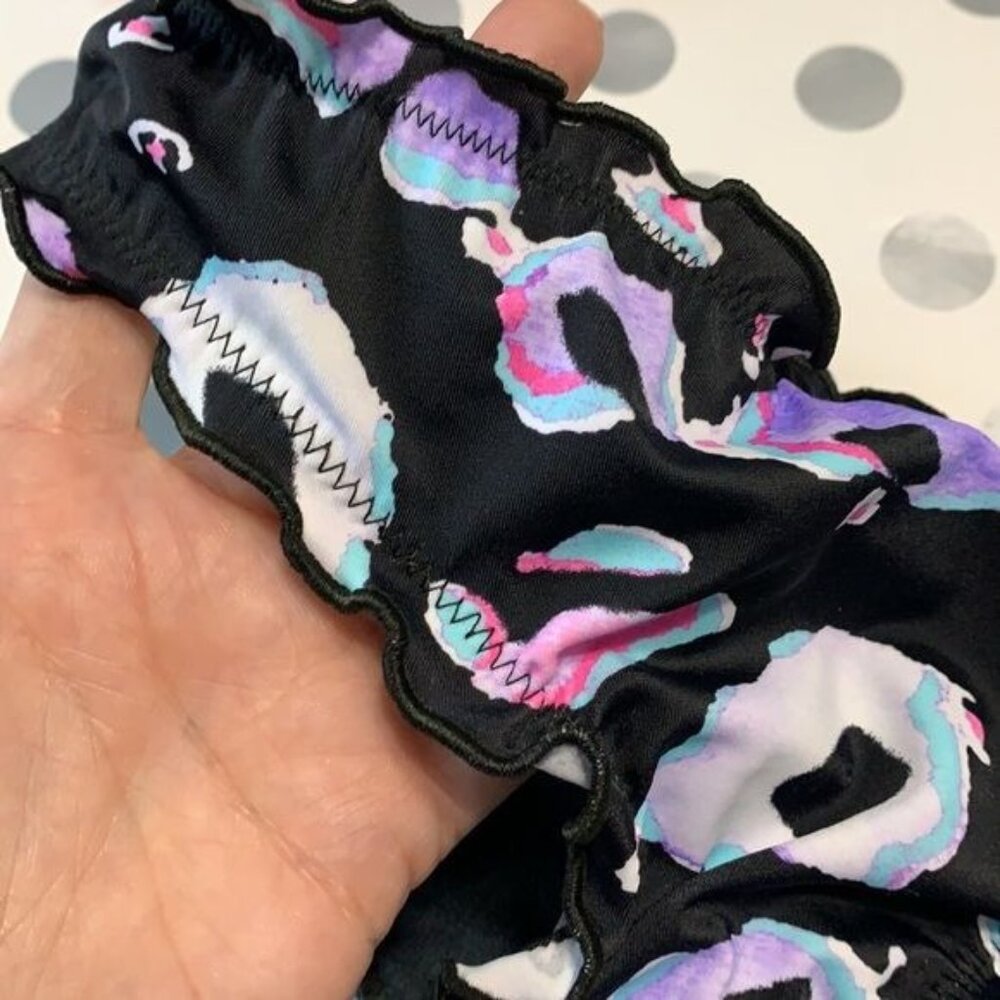 Salt + Cove Black & Multicolor Abstract Ruffle Trim Bikini Bottom Size S - Picture 6 of 7